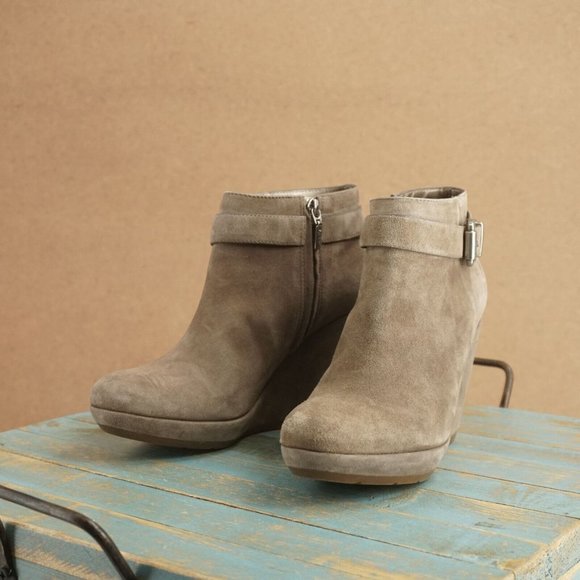 Geox Brown Suede Ankle Booties with Buckle - Picture 4 of 11